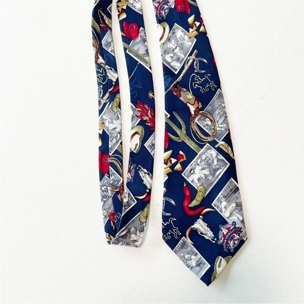 Nicole Miller 1995 Texas Rangers MLB All Star Game Western Silk Tie Baseball